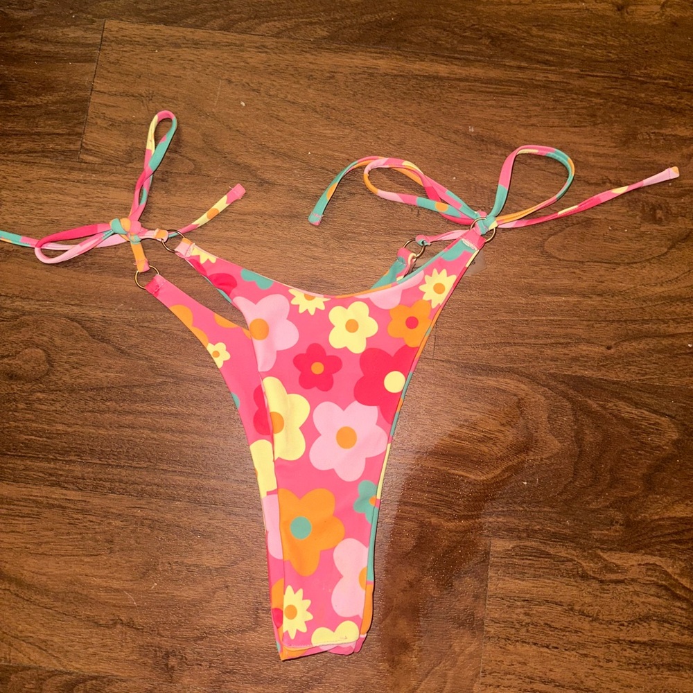 Floral Bikini Bottom with Ties